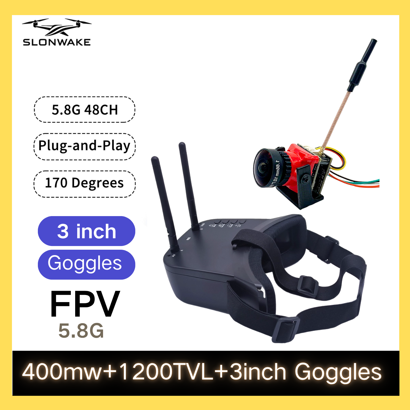 SLONWAKE 5.8G 48CH FPV 400mw V - Fpv Drone Frame ulasan dan harga