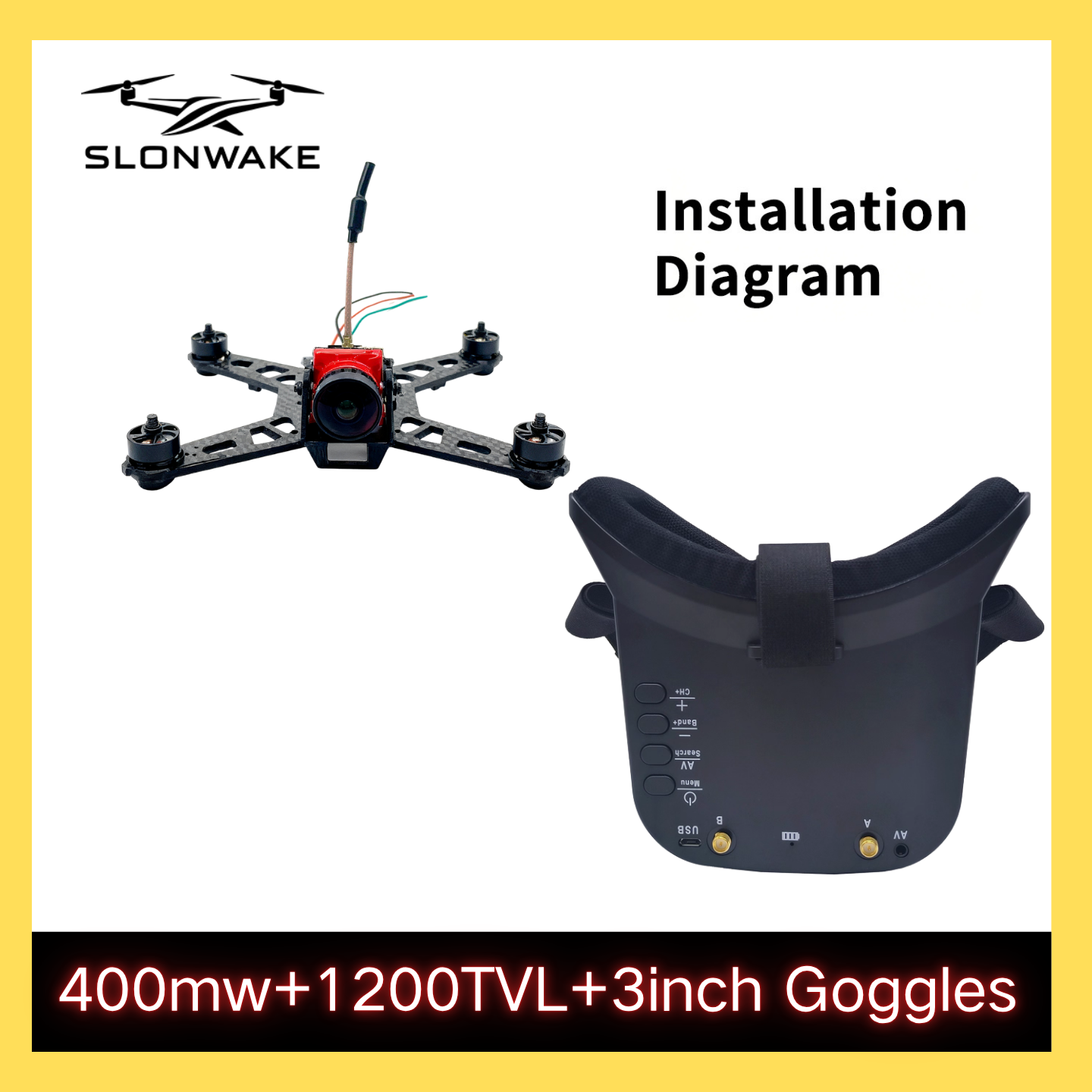 SLONWAKE 5.8G 48CH FPV 400mw V - Fpv Drone Frame ulasan dan harga