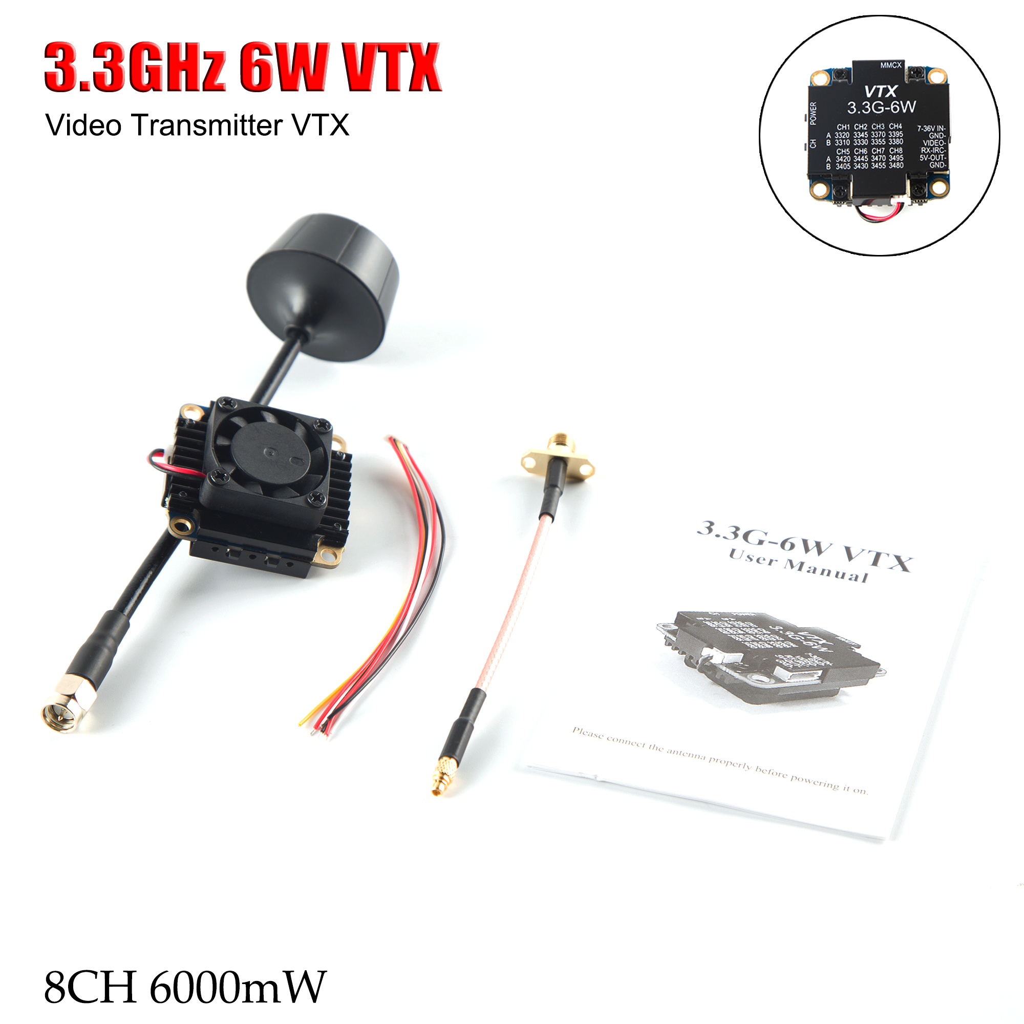 FPV Video Transmitter 3.3G 6W  - Fpv Drone Transmitter ulasan dan harga